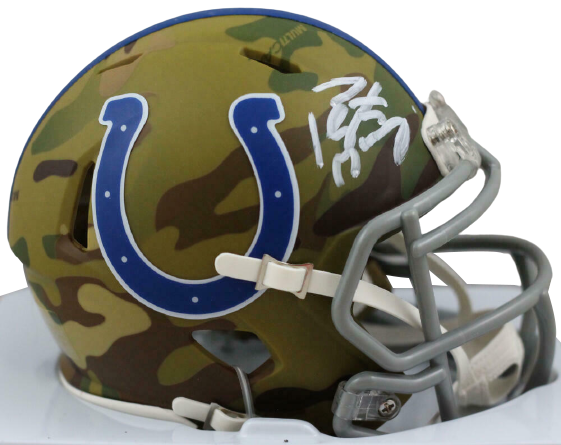 Peyton Manning Indianapolis Colts Signed Camo Speed Mini Helmet FAN COA (Baltimore)