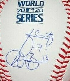 Julio Urias Austin Barnes Los Angeles Dodgers World Series MLB Baseball (PSA COA)