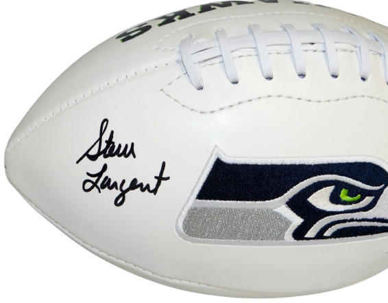 Steve Largent Seattle Seahawks Signed Seattle Seahawks Logo Football with HOF (JSA COA)