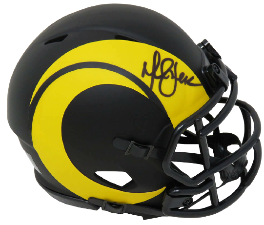 Marshall Faulk Los Angeles Rams Signed Eclipse Black Riddell Speed Mini Helmet (SCHWARTZ)
