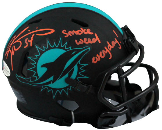 Ricky Williams Miami Dolphins Signed Dolphins Eclipse Mini Helmet with SWED (BAS COA)