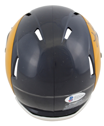 Kurt Warner St. Louis Rams "HOF 17" Yellow Horn Speed Mini Helmet BAS COA (Los Angeles)