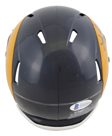 Kurt Warner St. Louis Rams "HOF 17" Yellow Horn Speed Mini Helmet BAS COA (Los Angeles)