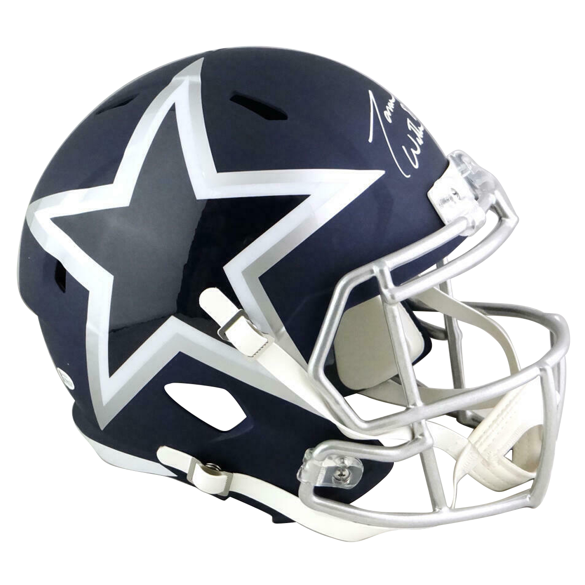 DAK PRESCOTT SIGNED DALLAS COWBOYS FLAT WHITE SPEED MINI HELMET BECKETT COA