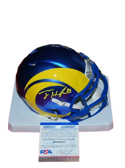 Tyler Higbee Los Angeles Rams Signed Speed Mini Helmet PSA COA 2 (St. Louis)