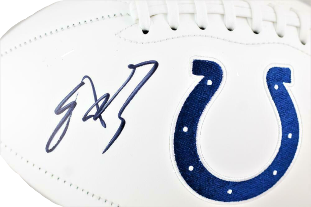 Edgerrin James Indianapolis Colts Signed Logo Football w/HOF JSA COA (Baltimore)
