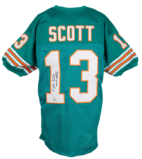 Jake Scott Miami Dolphins Signed Custom Teal Pro Style Football Jersey MVP SB VII (BAS COA)