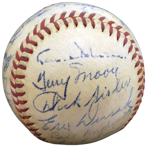 Enos Slaughter St. Louis Cardinals Signed Baseball 27 Sigs A52646 (BAS COA)