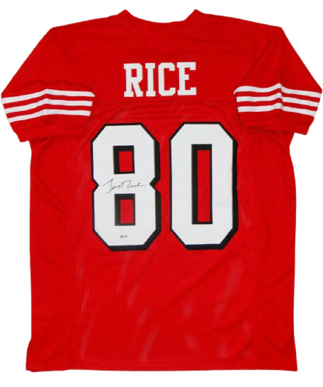 Jerry Rice San Francisco 49ers Signed Red with Black Pro Style Jersey (BAS COA)