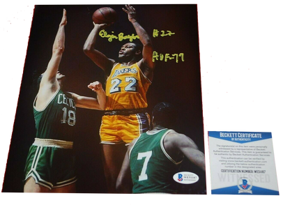 ELGIN BAYLOR Los Angeles Lakers signed 8X10 photo HOF 77 (BAS COA)