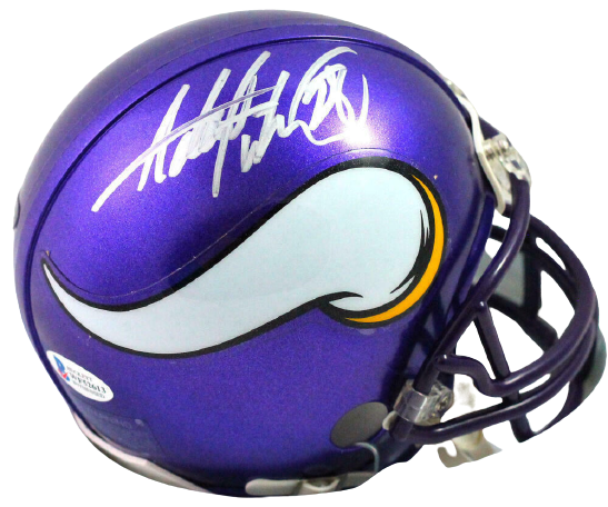 Adrian Peterson Minnesota Vikings Autographed Minnesota Vikings 06-12 TB Mini Helmet-(BAS COA), , 