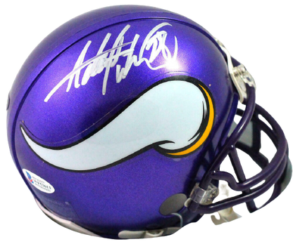 Adrian Peterson Minnesota Vikings Autographed Minnesota Vikings 06-12 TB Mini Helmet-(BAS COA), , 