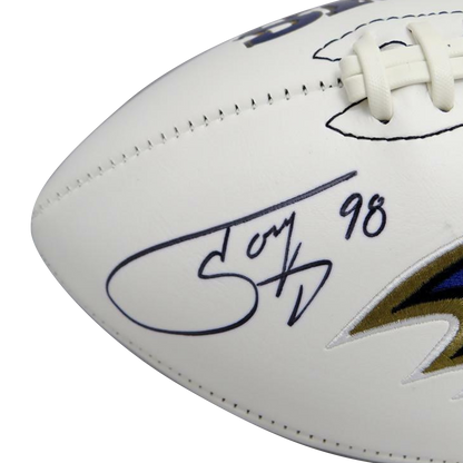 Tony Siragusa Baltimore Ravens Signed Logo Football (JSA COA)