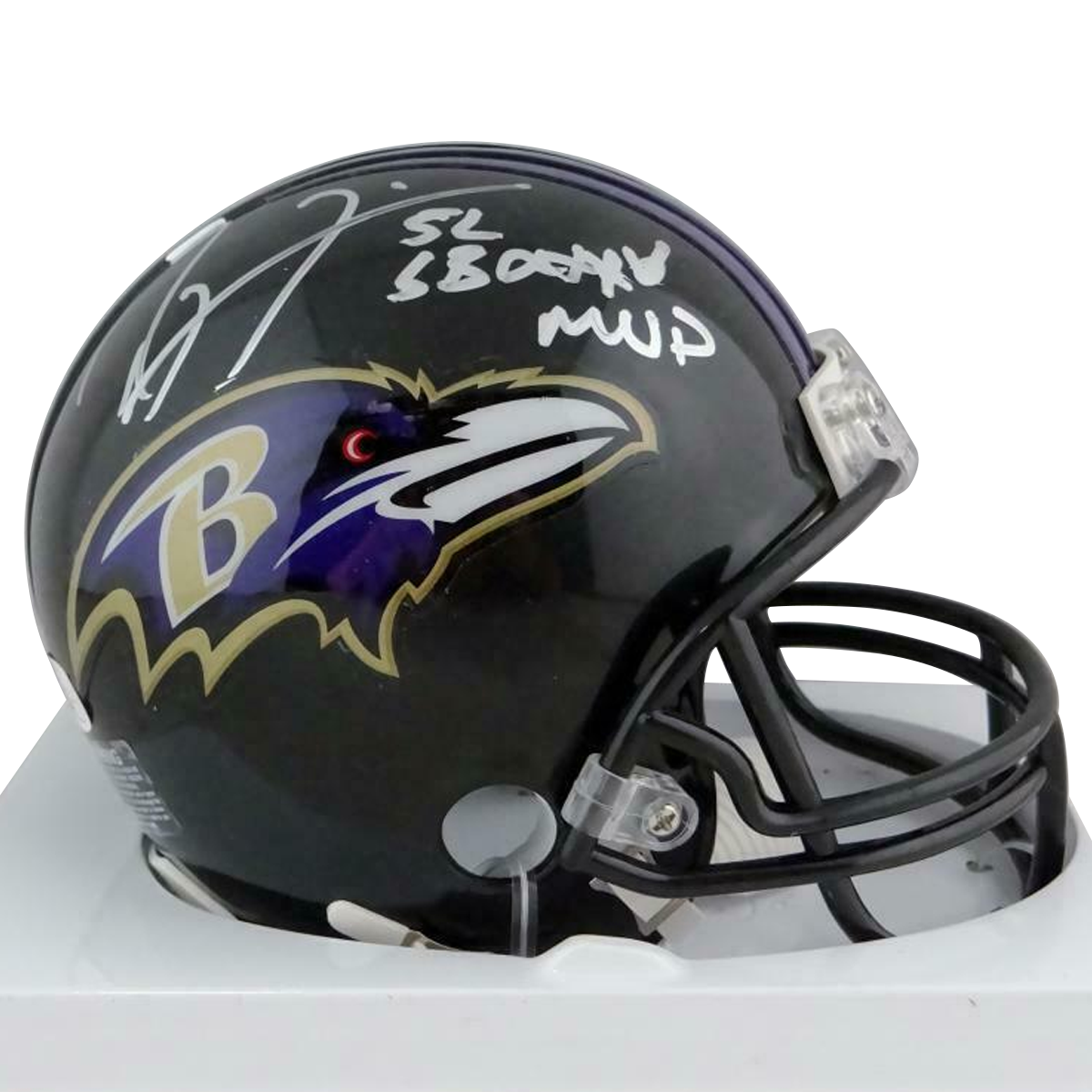Ray Lewis Baltimore Ravens Signed Mini Helmet W/ SB MVP Insc (JSA COA)