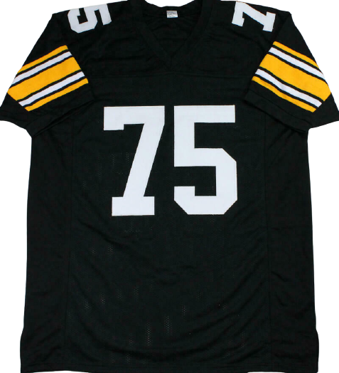 thejerseysourceautographsthejerseysourceautographs Joe Greene Pittsburgh Steelers Signed Black Pro Style Jersey with HOF (BAS COA)