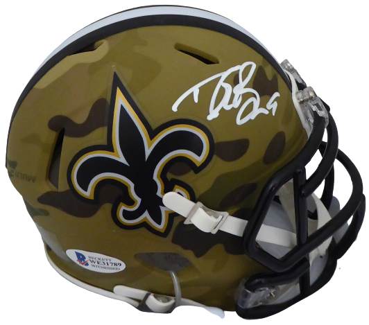 Drew Brees New Orleans Saints Signed Saints Camouflage Speed Mini Helmet 185740 (BAS COA)