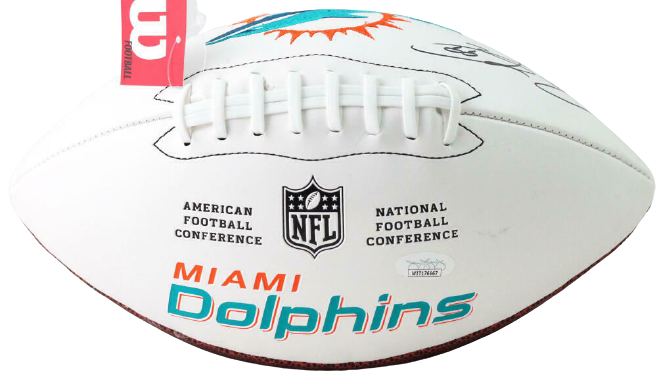 Jason Taylor Miami Dolphins Signed Miami Dolphins Logo Football (JSA COA)