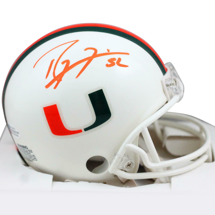 Ray Lewis Miami Hurricanes Signed White Riddell Speed Mini Helmet (BAS COA)