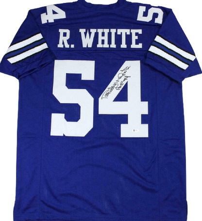 Randy White Dallas Cowboys Signed Blue Pro Style Jersey with HOF (BAS COA)