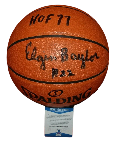 ELGIN BAYLOR Los Angeles Lakers signed Basketball HOF 77 2 (BAS COA)