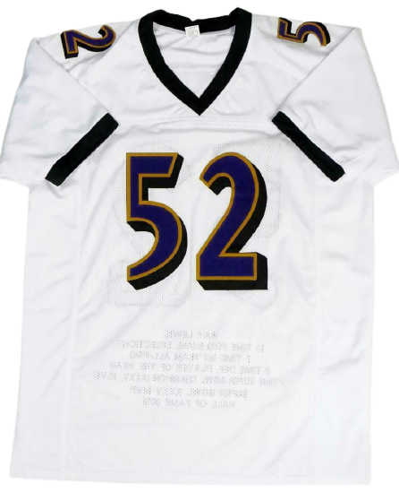 Ray Lewis Baltimore Ravens Signed White Pro Style STAT Jersey (JSA COA)
