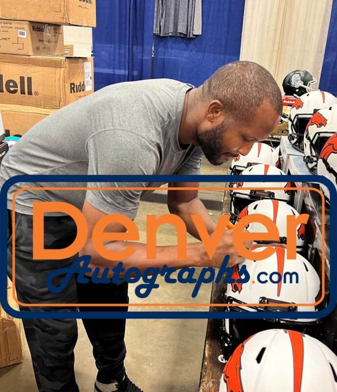 Champ Bailey Signed Denver Broncos F/S Lunar Speed Helmet Beckett 35597