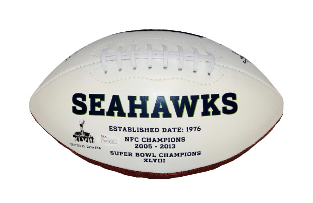 Steve Largent Seattle Seahawks Signed Seattle Seahawks Logo Football with HOF (JSA COA)