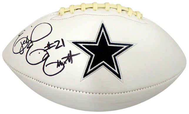 EZEKIEL ELLIOTT DALLAS COWBOYS AUTOGRAPHED SIGNED WHITE LOGO FOOTBALL 143243 (BAS COA)