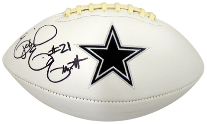 EZEKIEL ELLIOTT DALLAS COWBOYS AUTOGRAPHED SIGNED WHITE LOGO FOOTBALL 143243 (BAS COA)