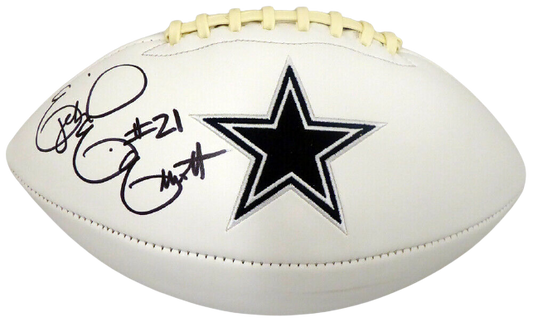 EZEKIEL ELLIOTT DALLAS COWBOYS AUTOGRAPHED SIGNED WHITE LOGO FOOTBALL 143243 (BAS COA)