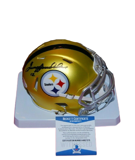 Terry Bradshaw Pittsburgh Steelers Signed Blaze Mini Helmet GTSM 1 (BAS COA)