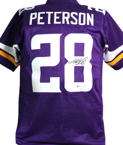 Adrian Peterson Minnesota Vikings Signed Purple Pro Style Jersey *Black *8 (BAS COA), , 