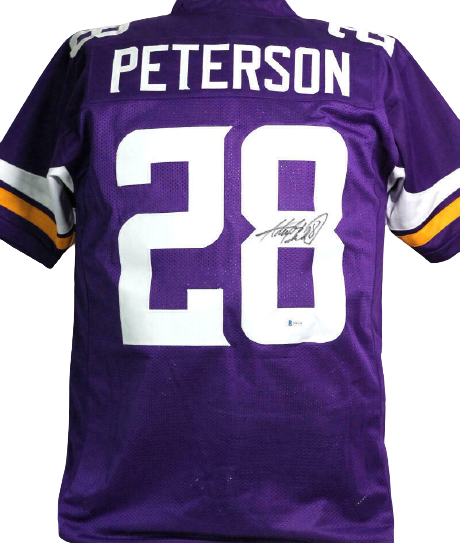 Adrian Peterson Minnesota Vikings Signed Purple Pro Style Jersey *Black *8 (BAS COA), , 