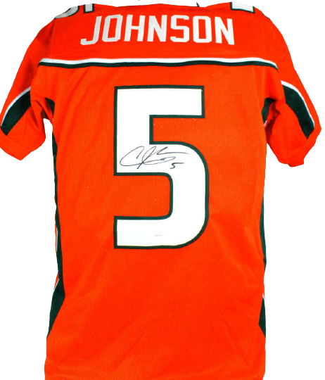 Andre Johnson Miami Hurricanes Signed Orange College Style Jersey (JSA COA)