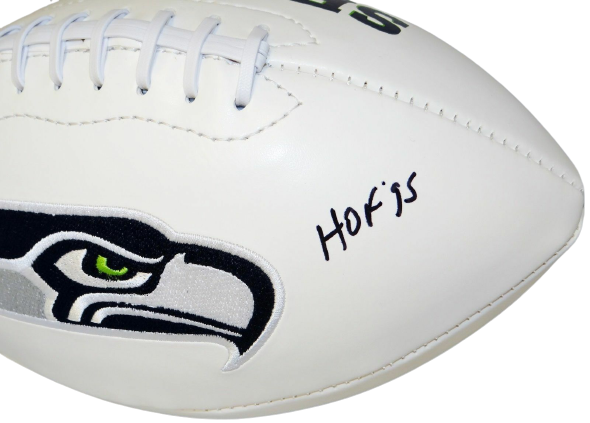 Steve Largent Seattle Seahawks Signed Seattle Seahawks Logo Football with HOF (JSA COA)
