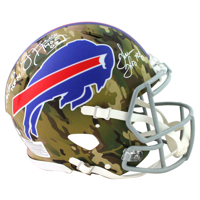 Kelly/Reed/Thomas Buffalo Bills Signed F/S Camo Authentic Helmet w/HOF (JSA COA)