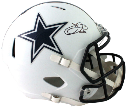 Emmitt Smith Dallas Cowboys Signed F/S Flat White Speed Helmet- (BAS COA)