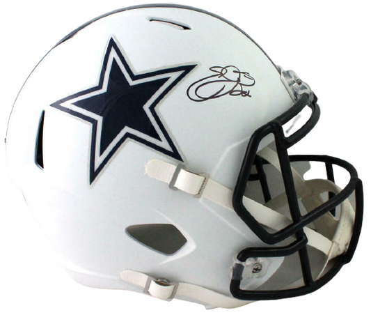 Emmitt Smith Dallas Cowboys Signed F/S Flat White Speed Helmet- (BAS COA)