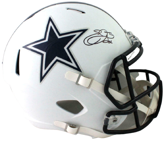 Emmitt Smith Dallas Cowboys Signed F/S Flat White Speed Helmet- (BAS COA)