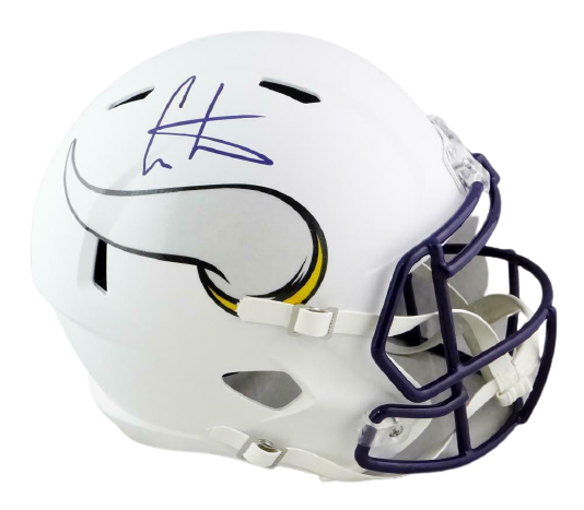 Cris Carter Minnesota Vikings Signed Minn Vikings Full-sized Flat White Speed Helmet (BAS COA)