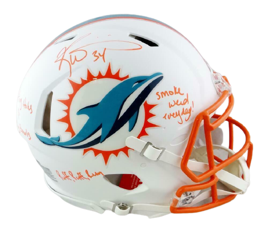 Ricky Williams Miami Dolphins Signed F/S Flat White Pro Line Helmet w/3Insc (JSA COA)