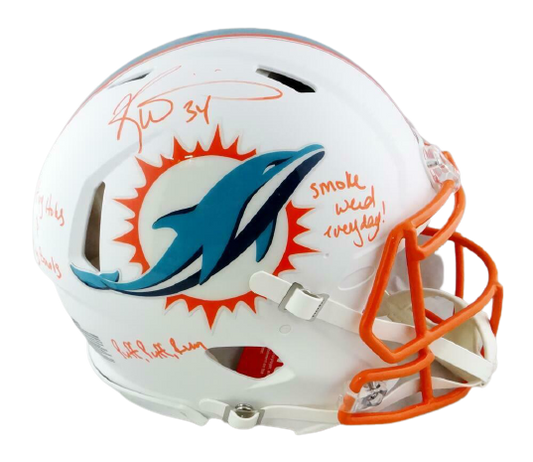 Ricky Williams Miami Dolphins Signed F/S Flat White Pro Line Helmet w/3Insc (JSA COA)