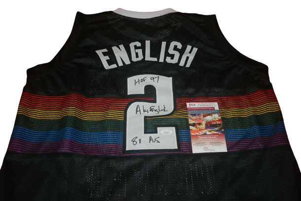 ALEX ENGLISH DENVER NUGGETS autographed signed JERSEY (JSA COA)
