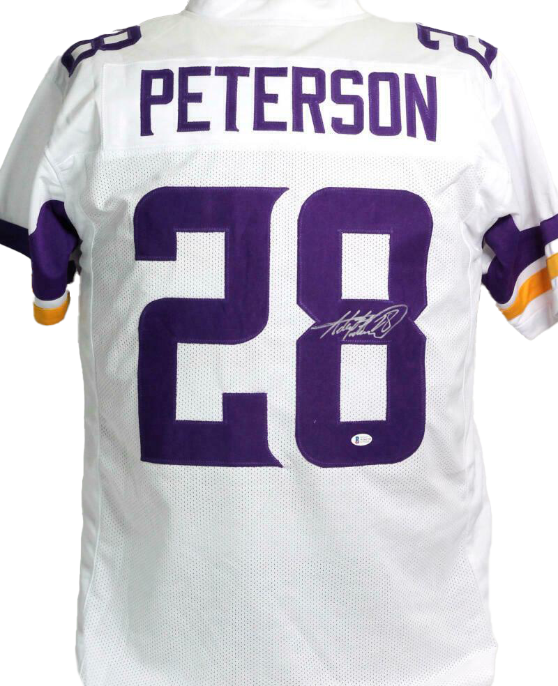 Adrian Peterson Signed Purple Pro Style Jersey w/Yellow Num