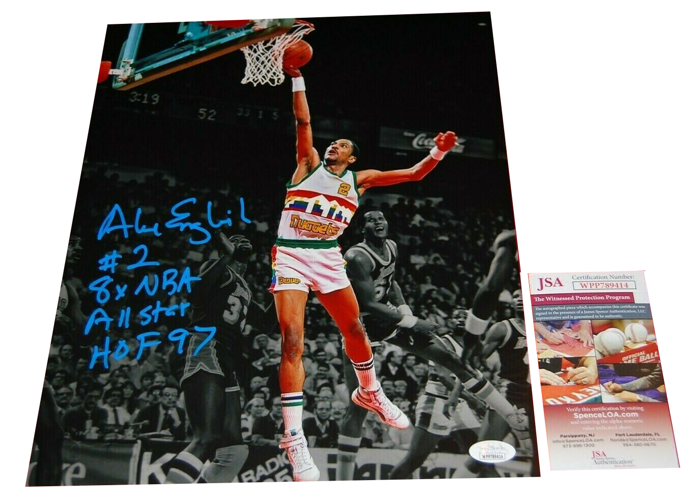 Alex English Denver Nuggets Autographed Photo 11x14 – All In