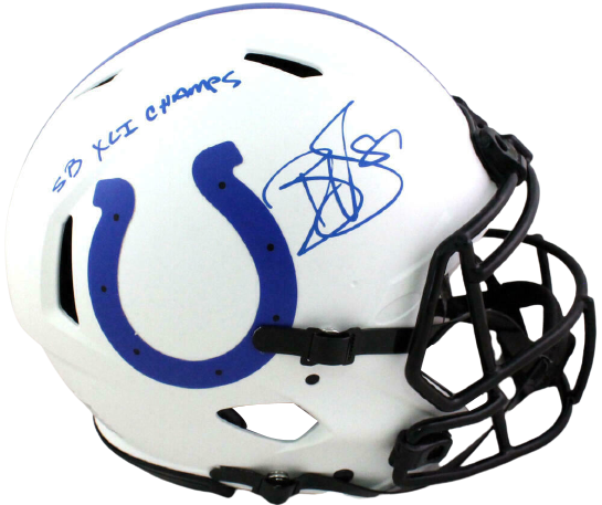 Reggie Wayne Indianapolis Colts F/S Lunar Speed Authentic Helmet W/SB Champs PSA/DNA COA (Baltimore)
