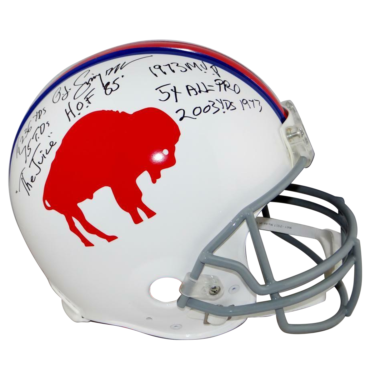 O.J. Simpson Buffalo Bills Signed F/S Authentic 65-73 TB Helmet W/ 7 Stats (JSA COA)