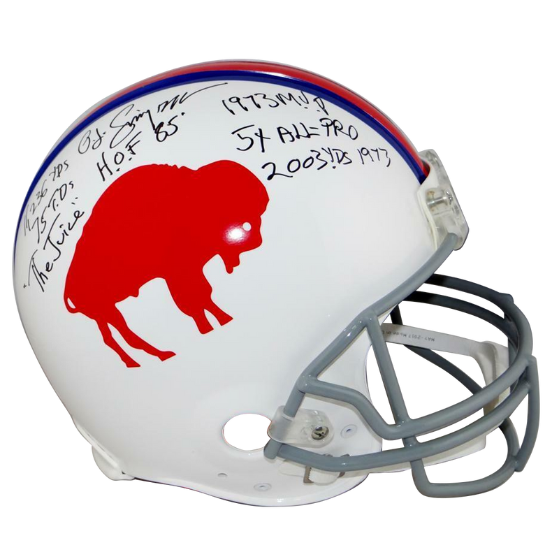 O.J. Simpson Buffalo Bills Signed F/S Authentic 65-73 TB Helmet W/ 7 Stats (JSA COA)