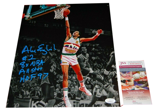 ALEX ENGLISH DENVER NUGGETS signed 11X14 photo JSA COA