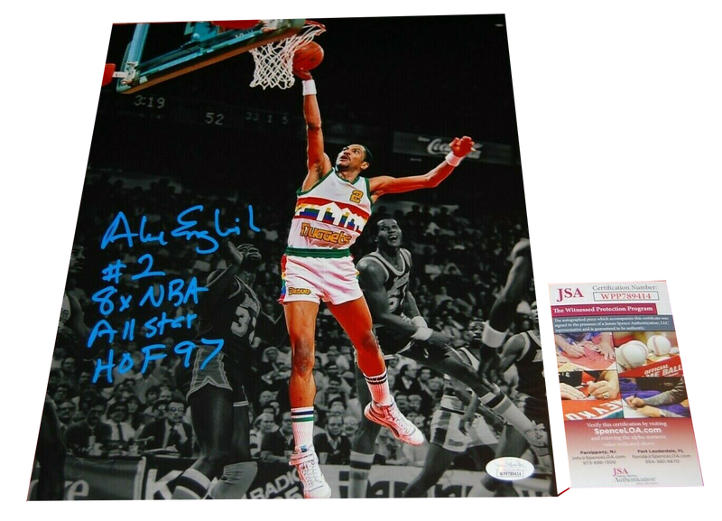 ALEX ENGLISH DENVER NUGGETS signed 11X14 photo JSA COA